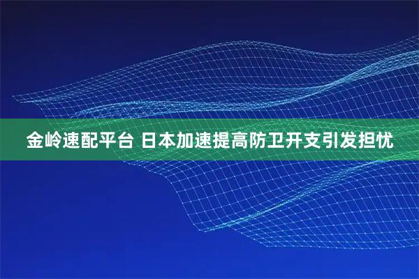 金岭速配平台 日本加速提高防卫开支引发担忧